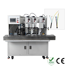 Three-core sheathed wire stripping and terminal crimping machine