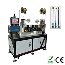 Fully automatic double-head terminal crimping and single side sheath inserting machine