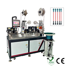 Fully automatic double-head crimping sheathed inserting and heat shrink tubing machine