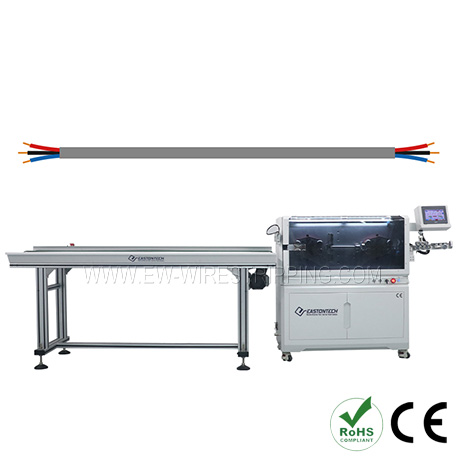 Multi-conductor Cable Cutting & Stripping Machine with belt conveyor